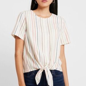 Madewell Rainbow Stripe Front Tie Button Back XS Shirt